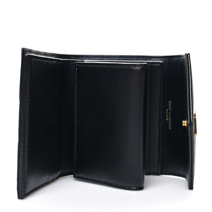 Saint Laurent Grain De Poudre Matelasse Chevron Monogram Compact Tri Fold Wallet Black 5 of 13