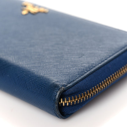 Prada Saffiano Metal Zip Around Wallet Bleuette 8 of 9