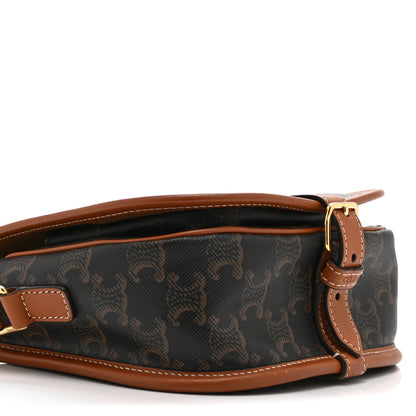 Celine Triomphe Canvas Medium Folco Bag Tan 9 of 10