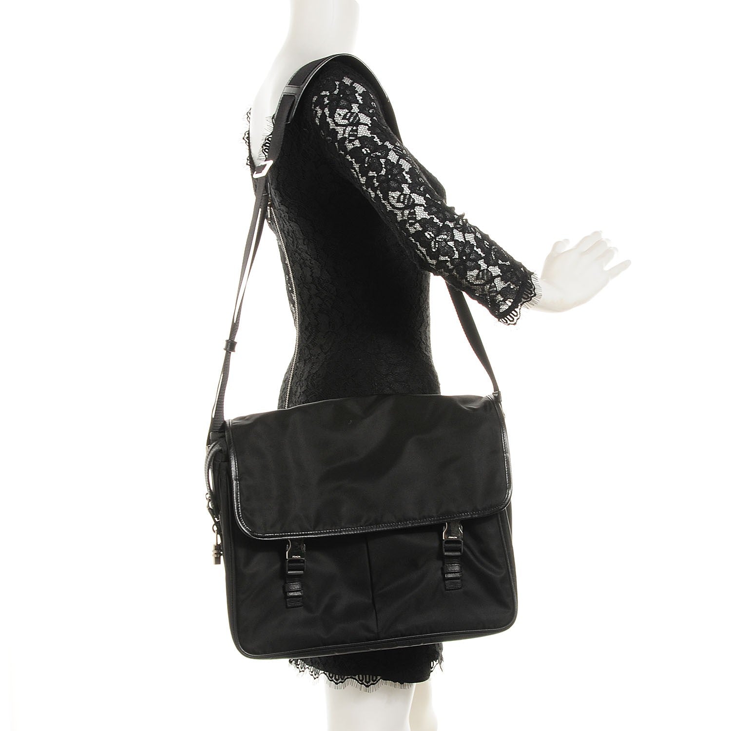 Prada Tessuto Saffiano Messenger Bag Nero Black 2 of 10