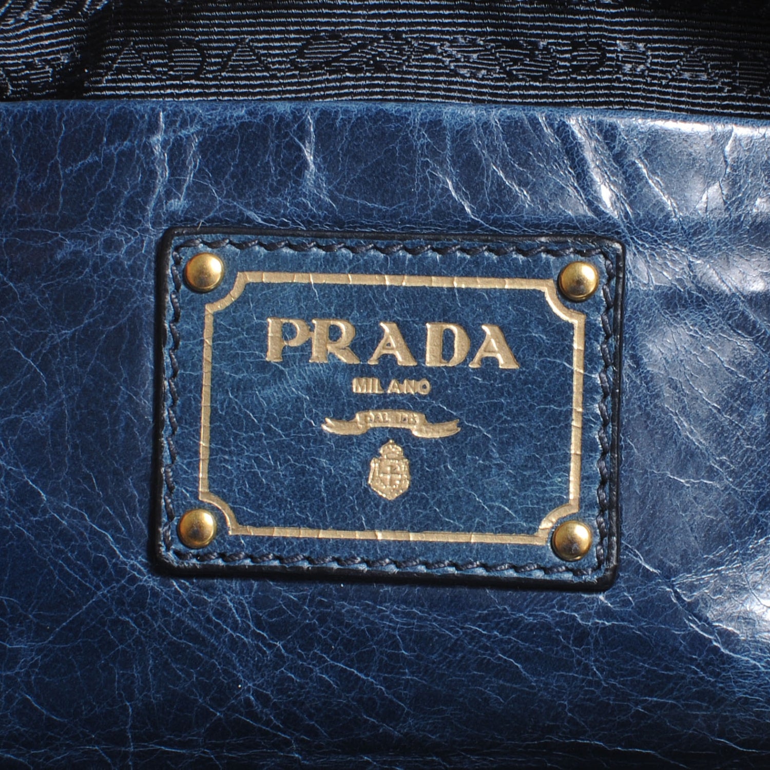 Prada Vitello Shine Pochette Clutch Denim 7 of 9