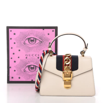 Gucci Calfskin Mini Sylvie Top Handle Bag White 11 of 12
