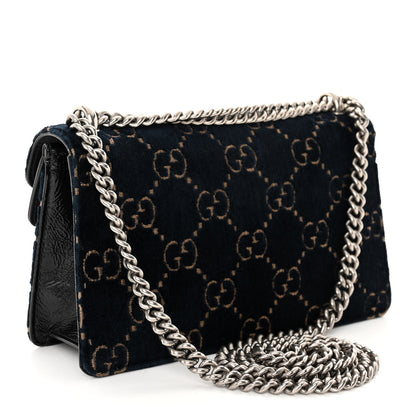 Gucci Velvet Skipper Crystal GG Monogram Small Dionysus Shoulder Bag Blue Beige Black 3 of 9