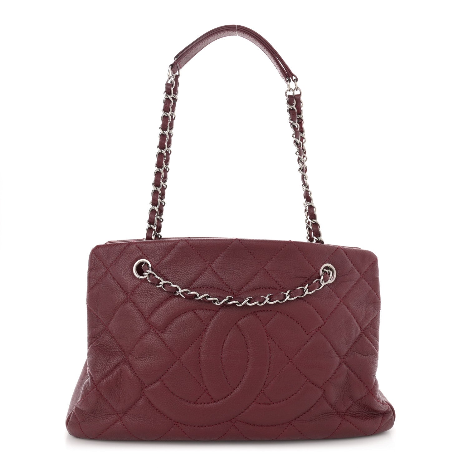 Chanel Caviar Quilted Large Timeless CC Soft Tote Dark Red 1 of 15