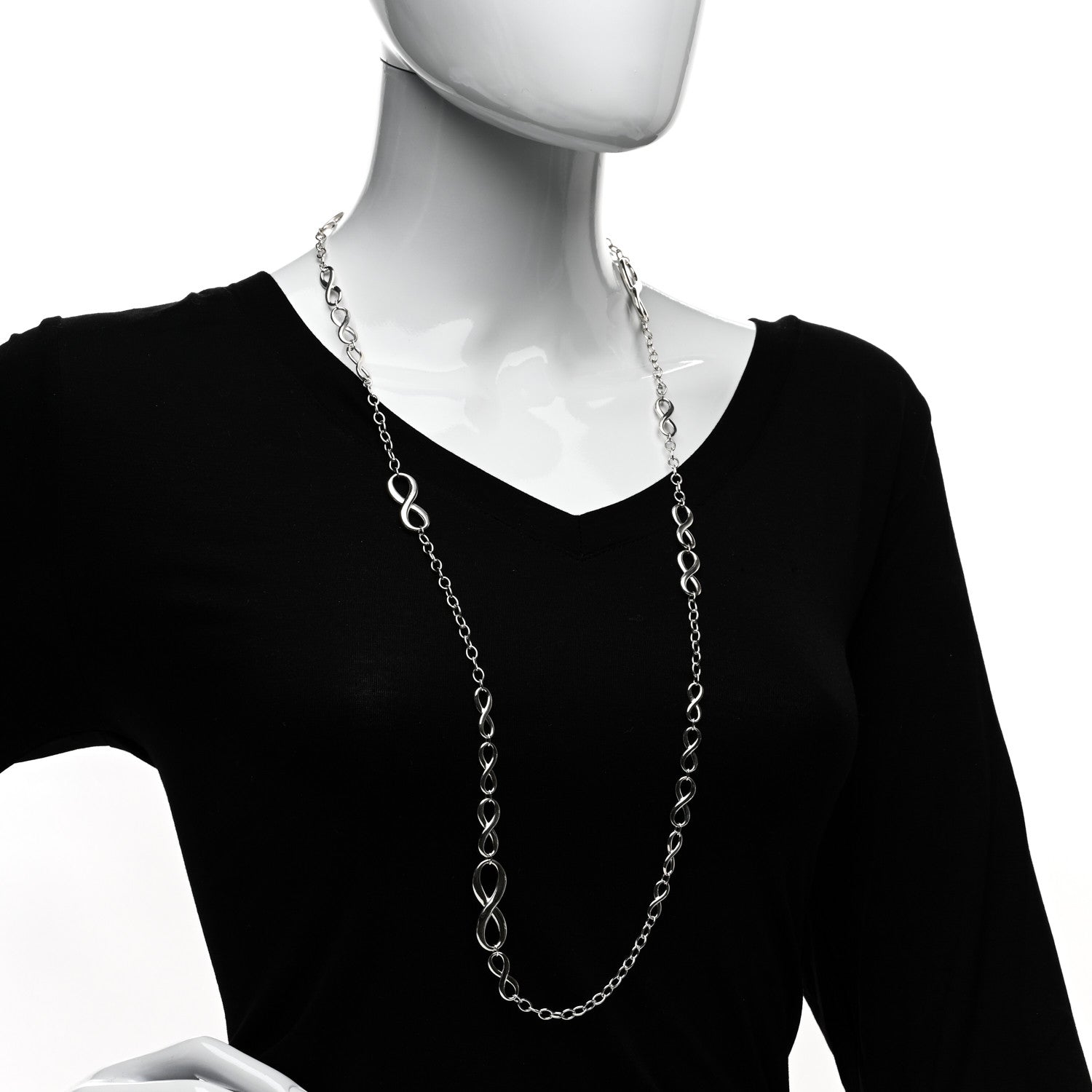 Tiffany Sterling Silver Wide Infinity Endless Necklace 2 of 4