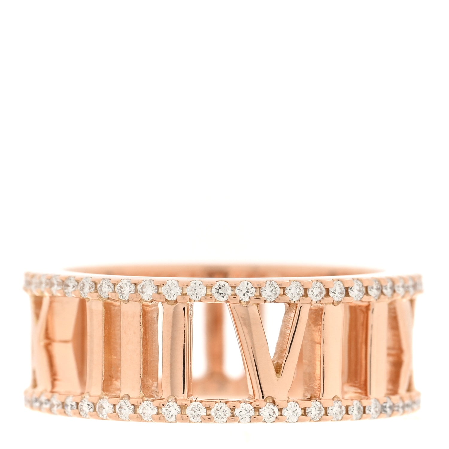 Tiffany 18K Rose Gold Diamond Atlas Open Pave Ring 47 4 3 of 4