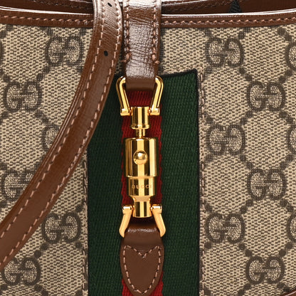 Gucci GG Supreme Monogram Azalea Calfskin Web Mini Jackie 1961 Hobo Beige Ebony Brown Sugar 7 of 9