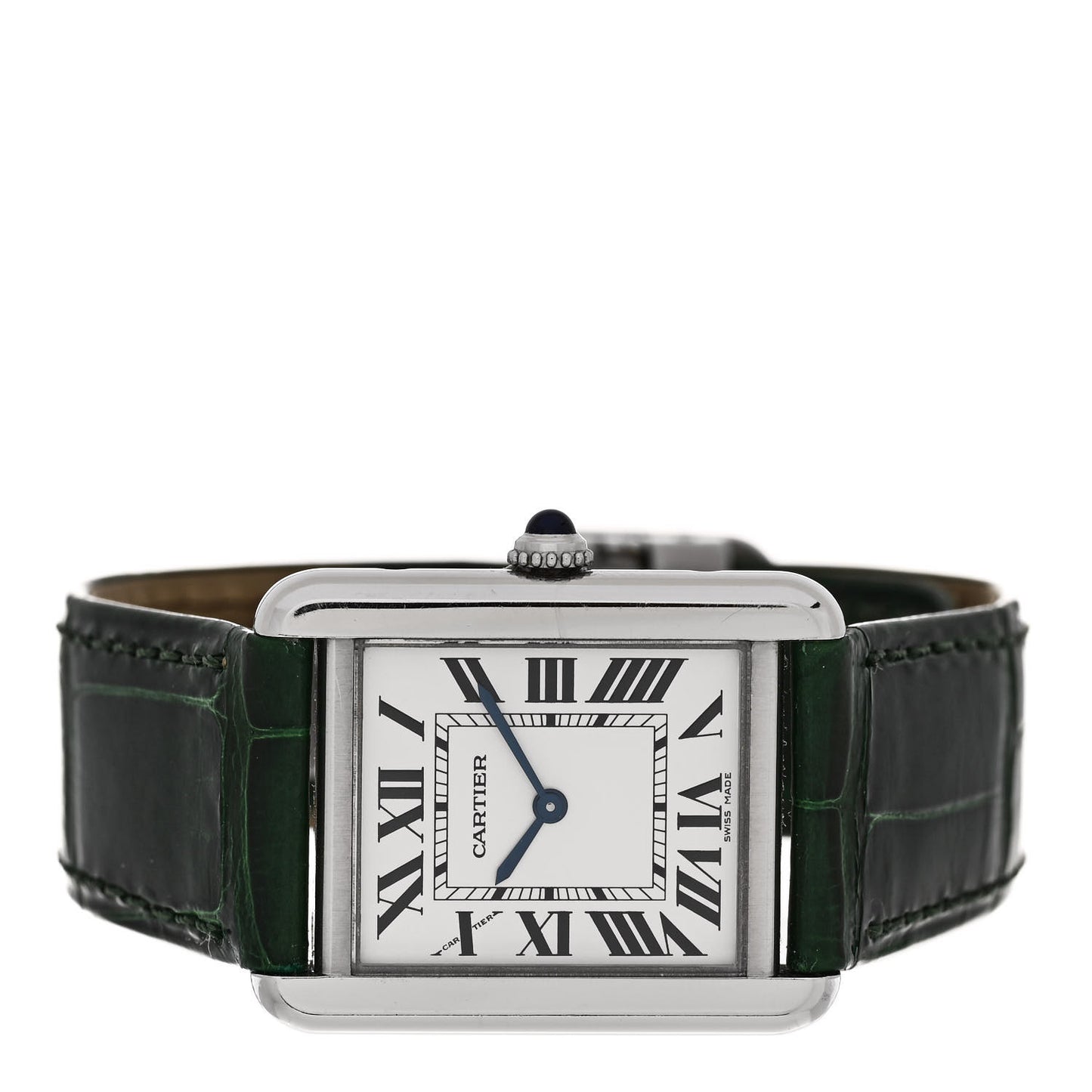 Stainless Steel Alligator 24mm Tank Solo Quartz Watch Green