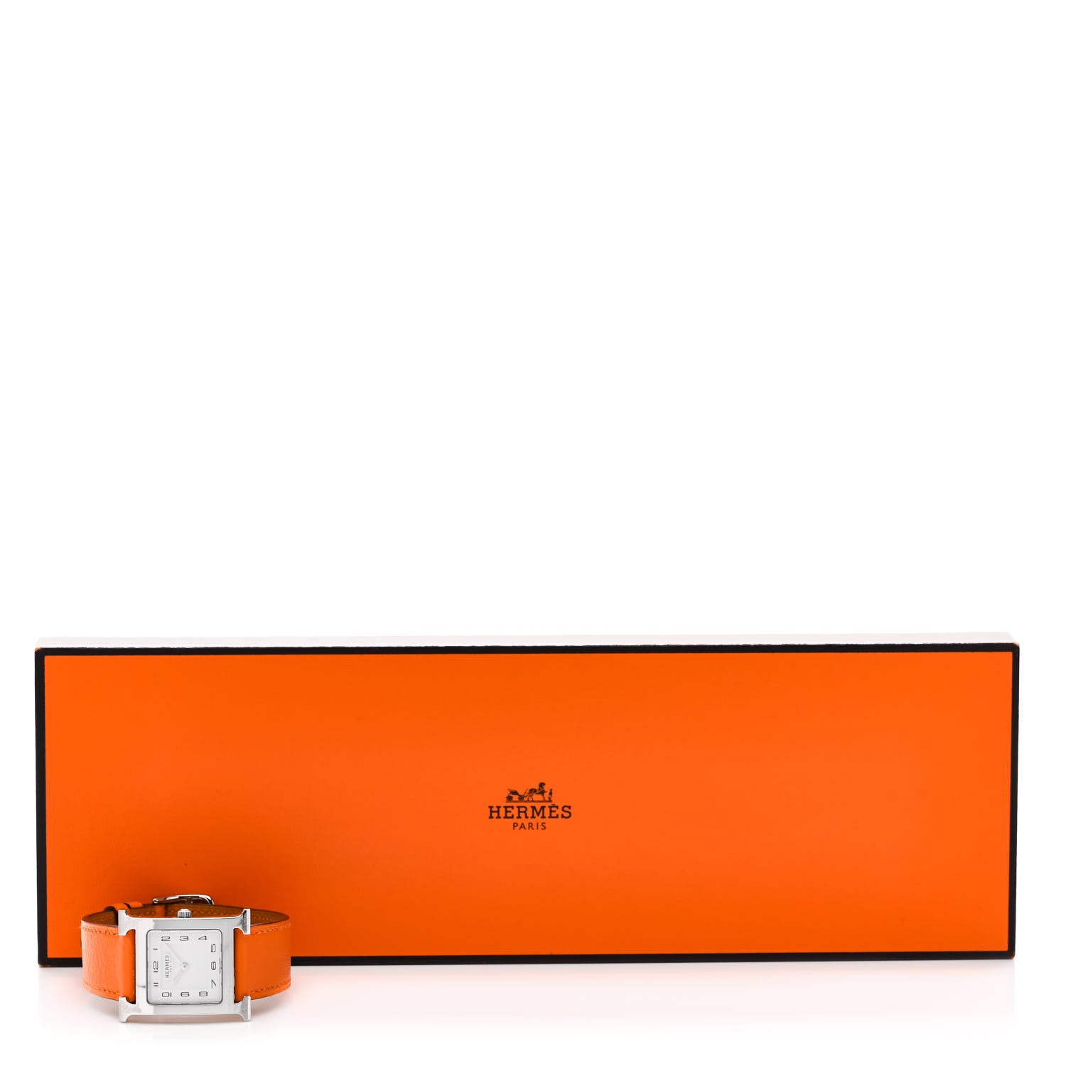 Hermes Stainless Steel Swift 26mm Heure H Hour Quartz Watch Orange 8 of 8