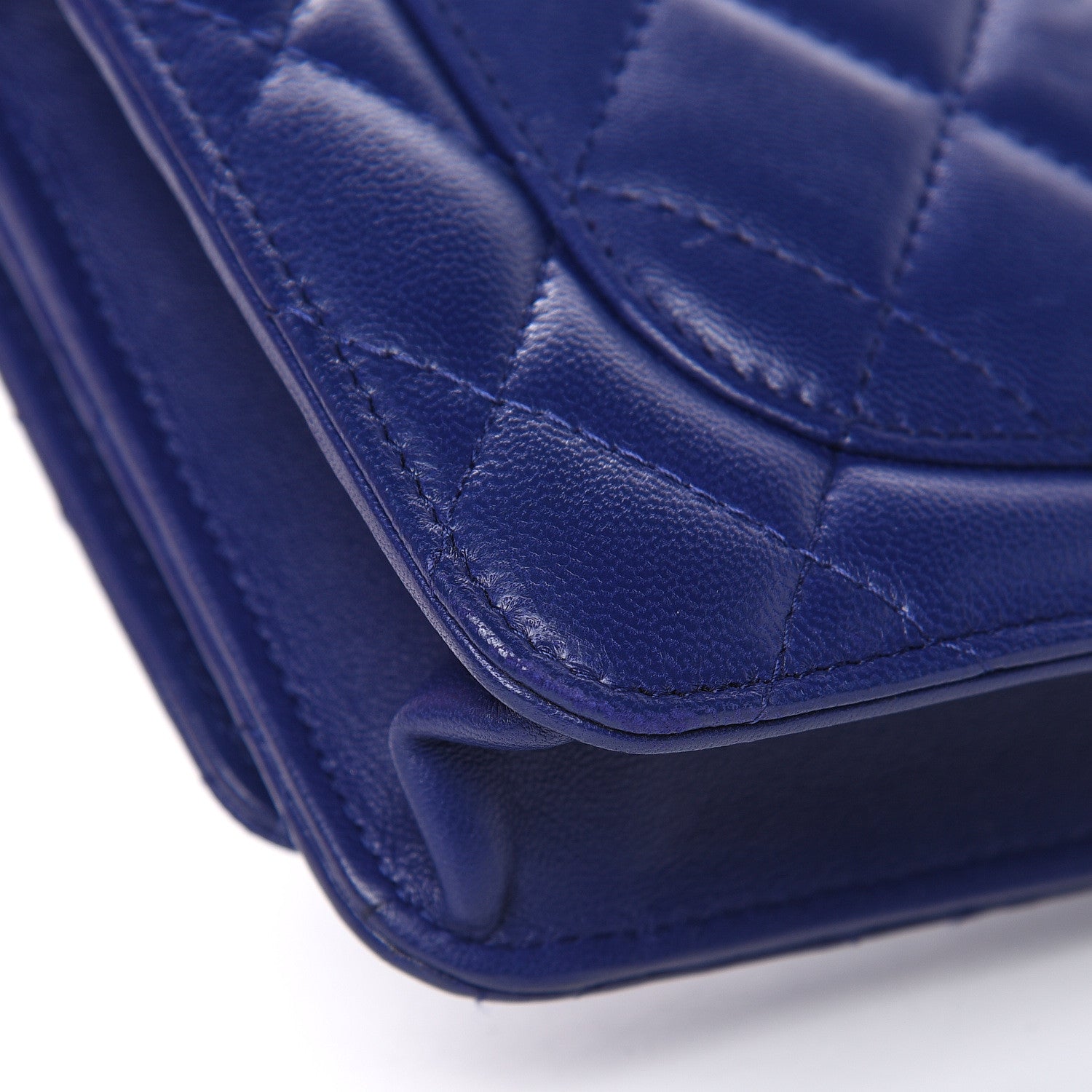 Chanel Lambskin Quilted Wallet On Chain WOC Blue 11 of 15