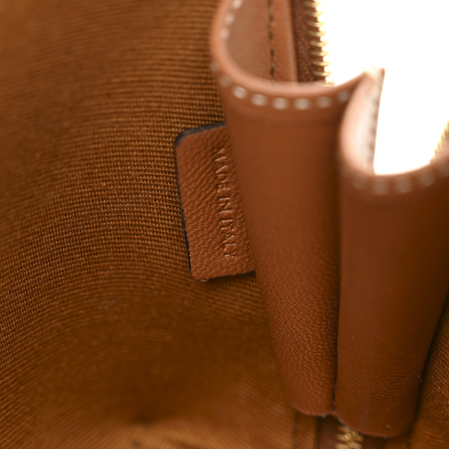 Celine Triomphe Canvas Lambskin Clutch On Chain Tan 6 of 10