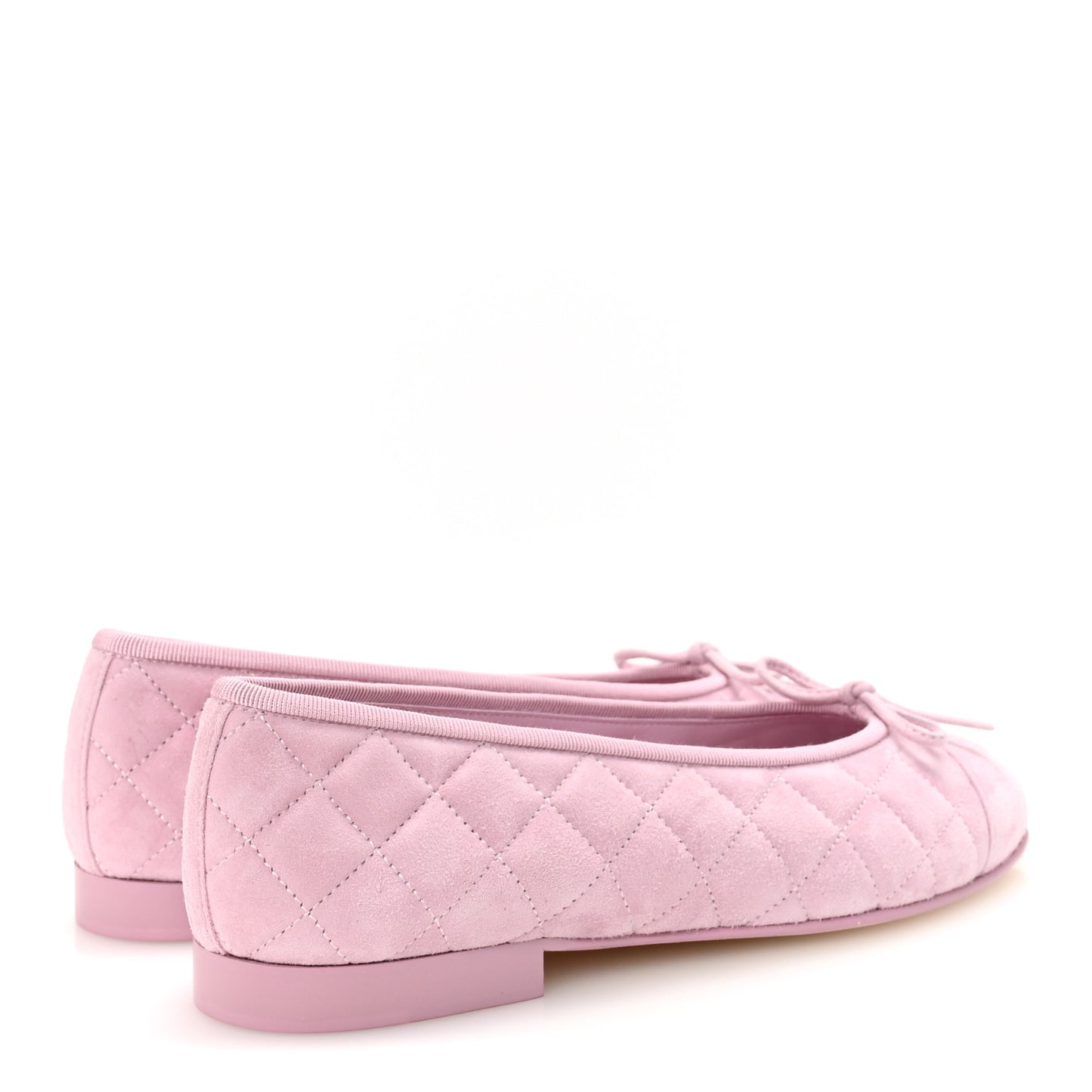 Suede Quilted Cap Toe CC Ballerina Flats 38.5 Light Pink