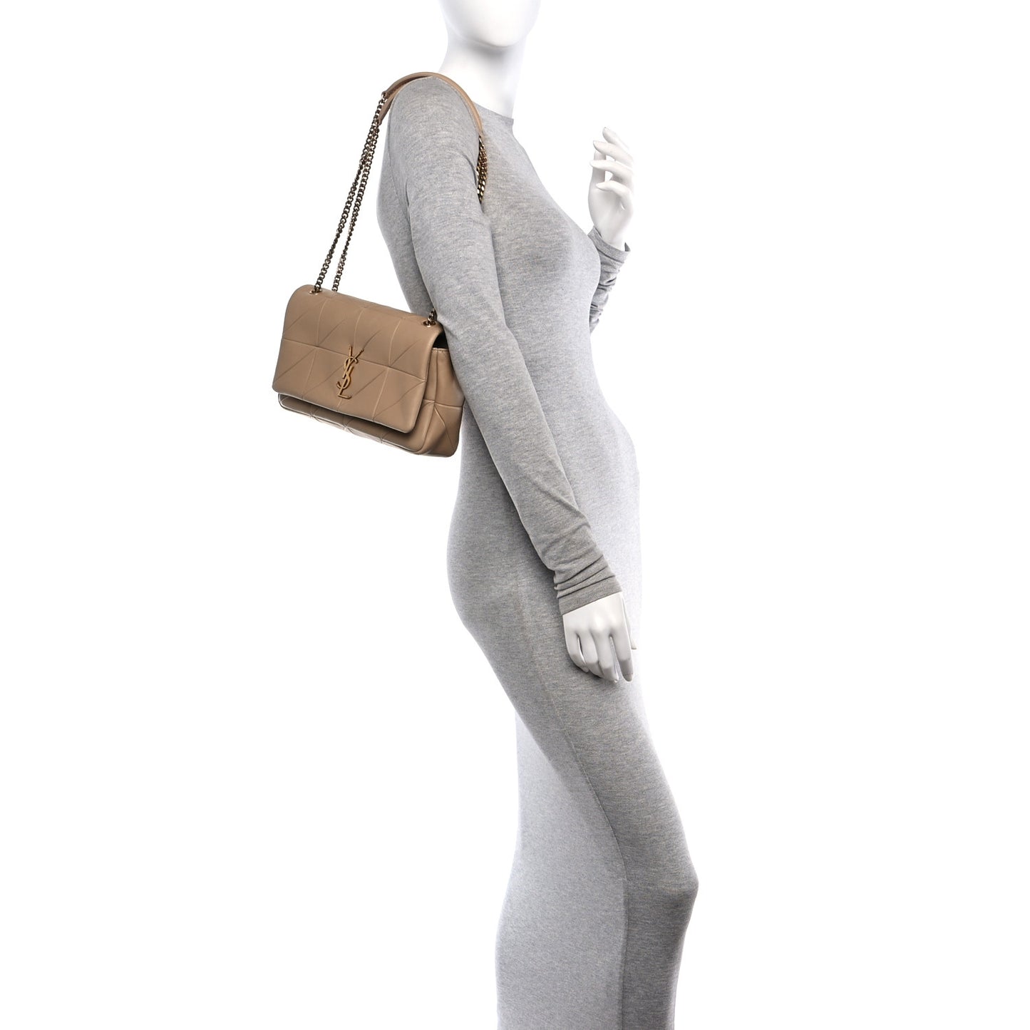 Lambskin Patchwork Monogram Medium Jamie Beige