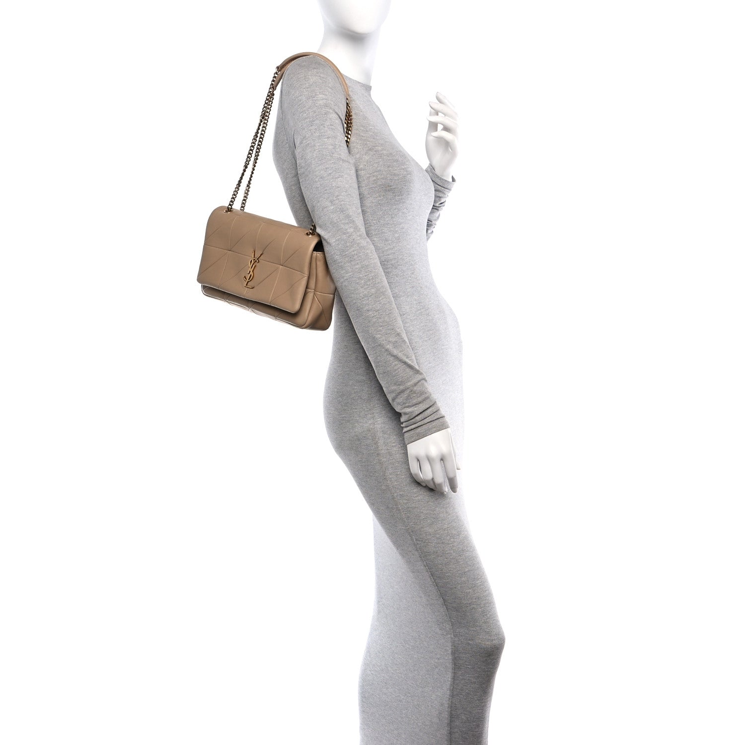 Saint Laurent Lambskin Patchwork Monogram Medium Jamie Beige 2 of 11