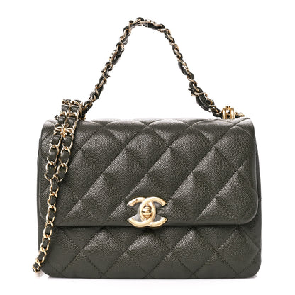 Chanel Caviar Quilted Mini Coco First Flap Khaki 1 of 10
