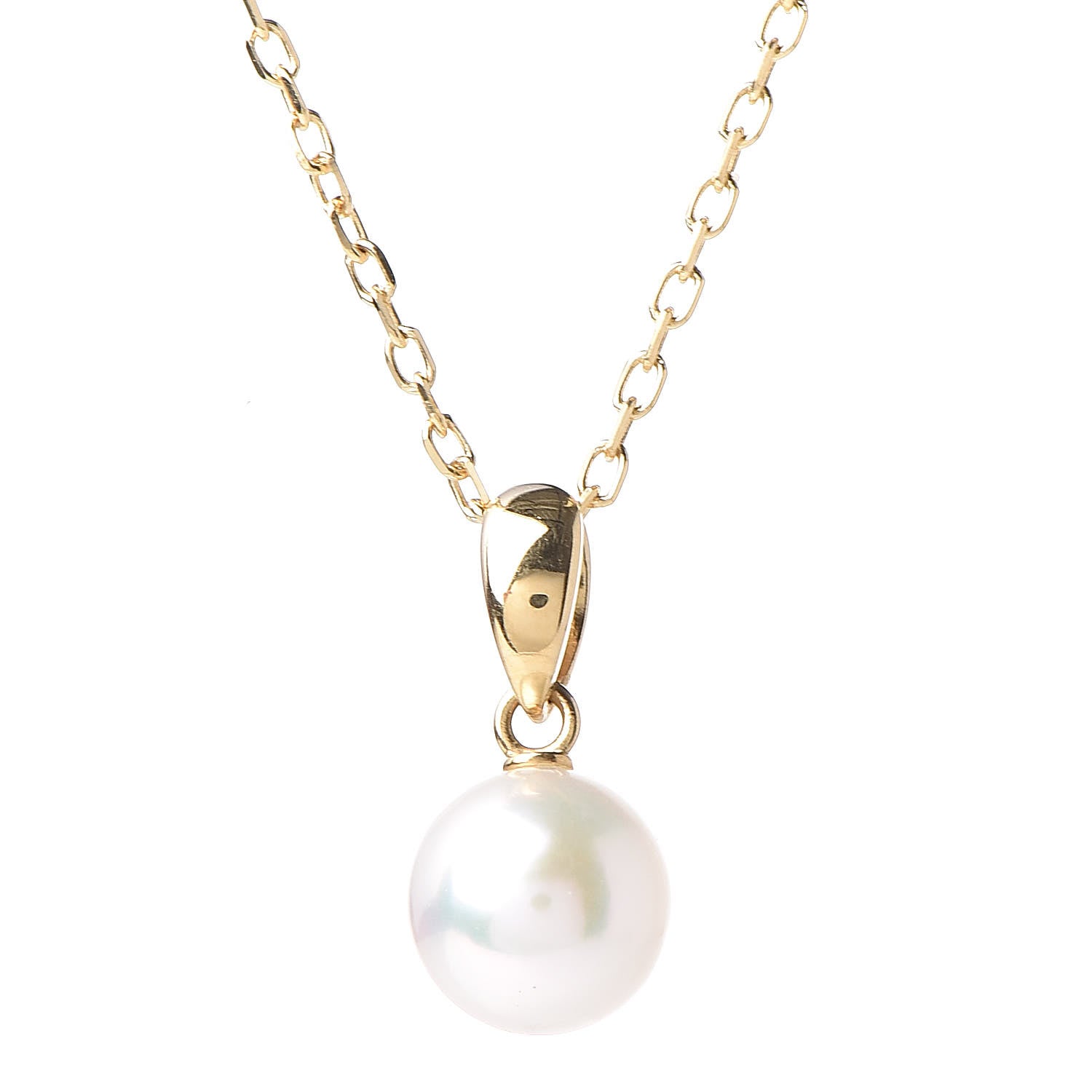 Mikimoto 18K Yellow Gold Akoya Pearl 7mm Pendant Necklace 4 of 6