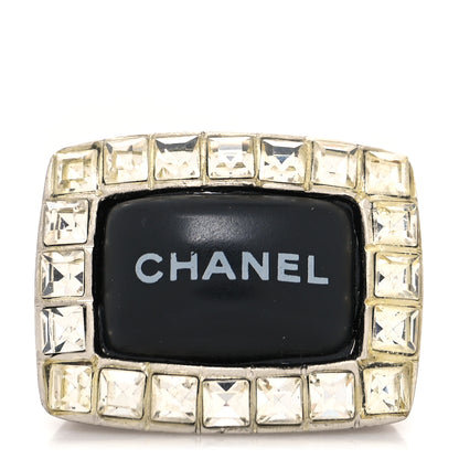 Chanel Crystal Resin Logo Square Ring 54 7 Black 1 of 4
