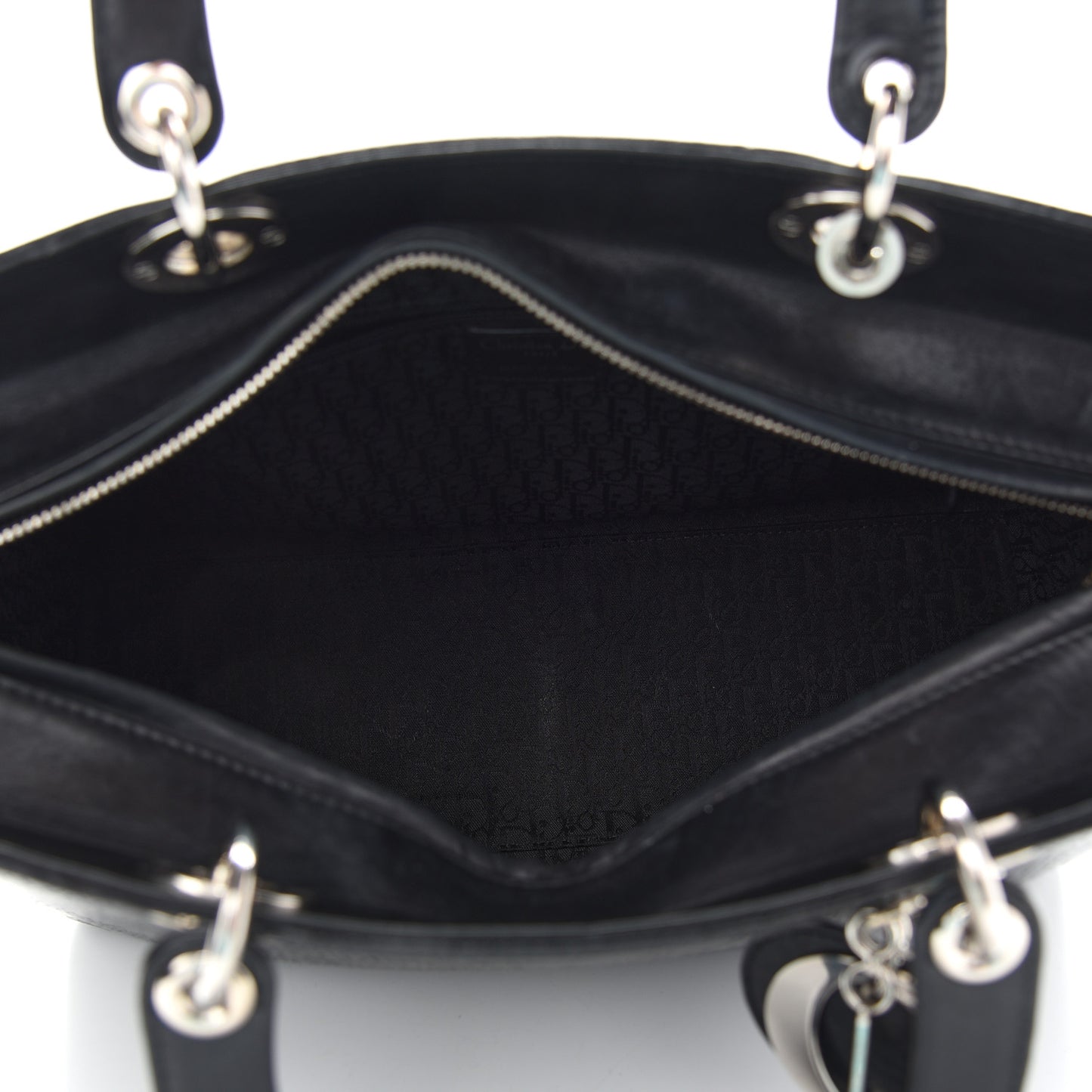 Lambskin Embossed Cannage Large Lady Dior Black