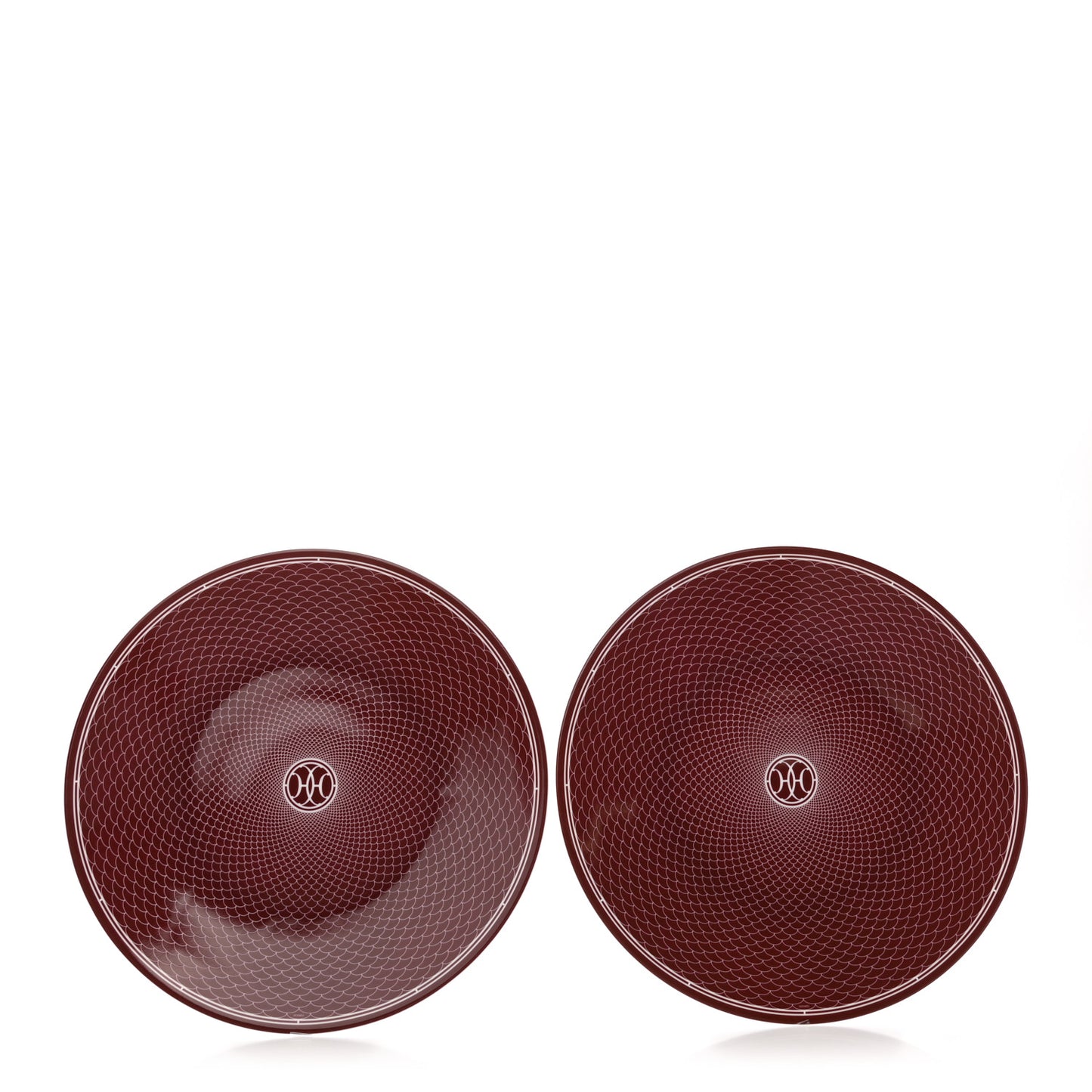 Porcelain H Deco Presentation Plate Set of 2 Rouge
