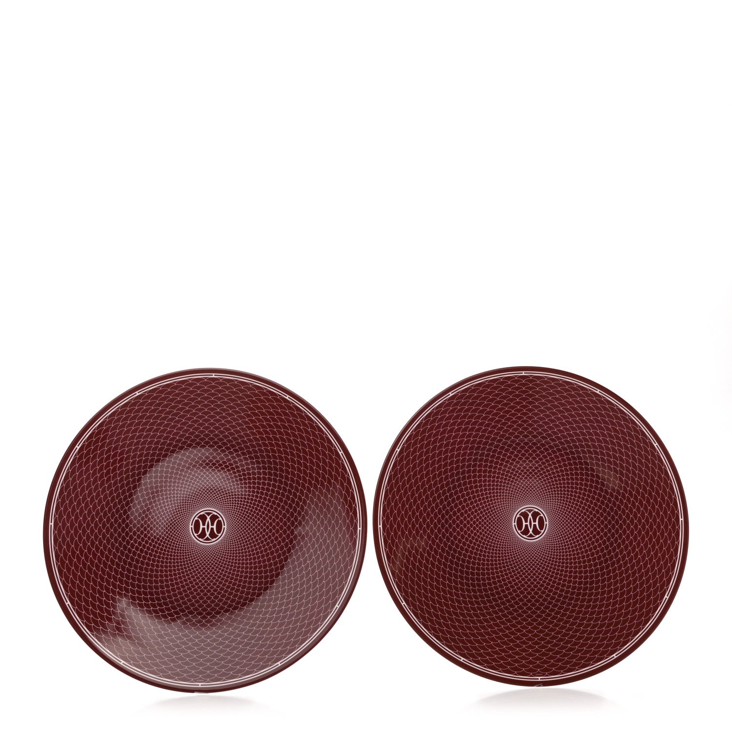 Hermes Porcelain H Deco Presentation Plate Set of 2 Rouge 1 of 6