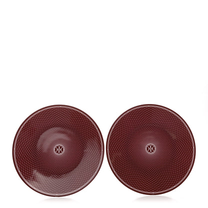 Hermes Porcelain H Deco Presentation Plate Set of 2 Rouge 1 of 6