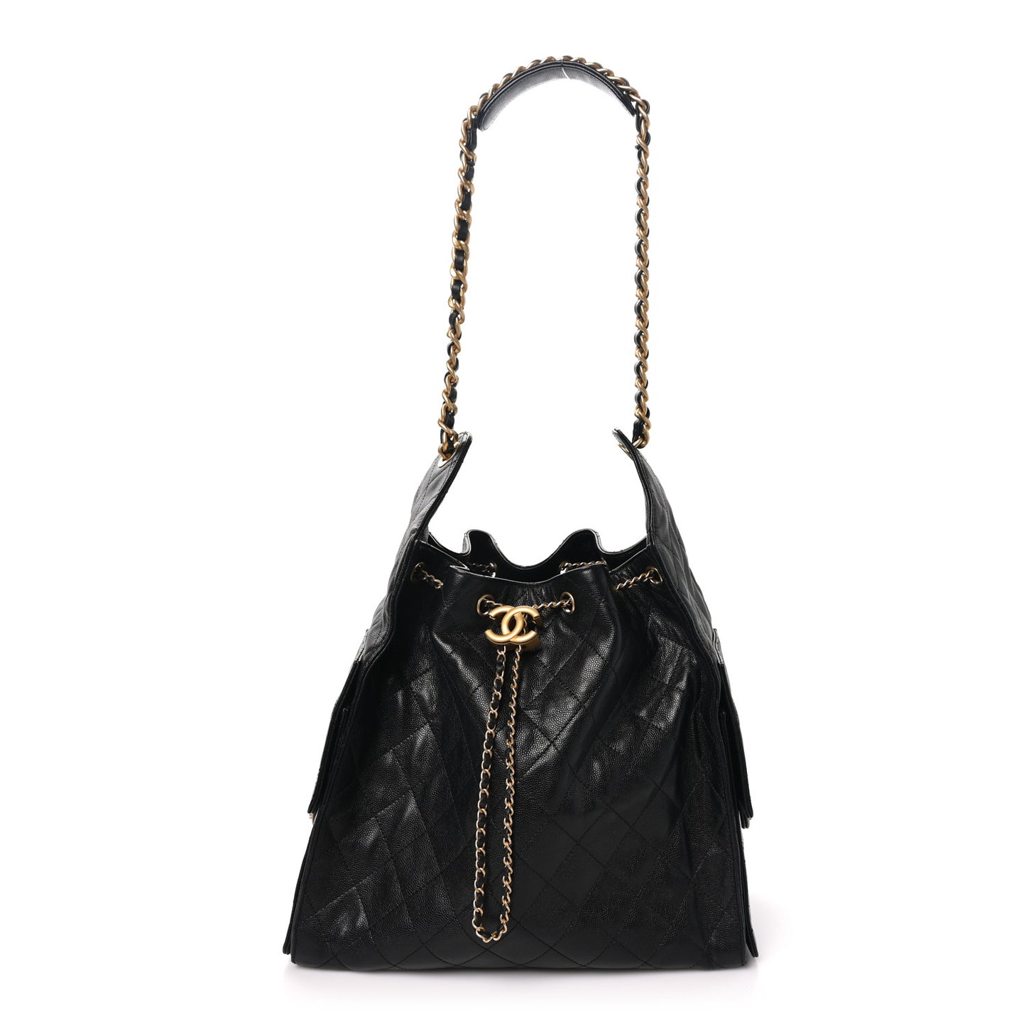 Caviar Quilted Medium Chanel 25 Handbag Black