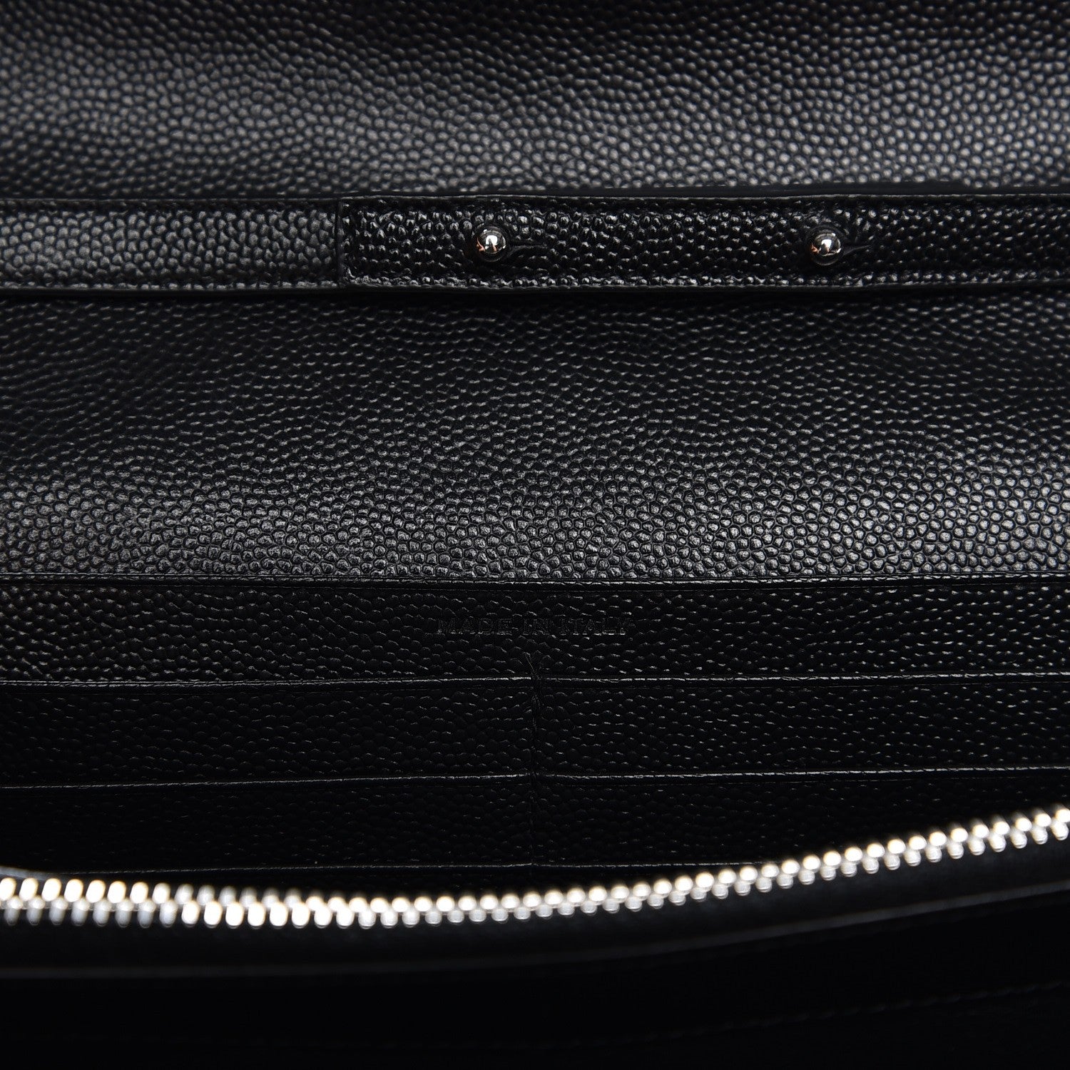 Saint Laurent Grain De Poudre Matelasse Chevron Monogram Chain Wallet Black 7 of 7