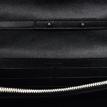Saint Laurent Grain De Poudre Matelasse Chevron Monogram Chain Wallet Black 7 of 7