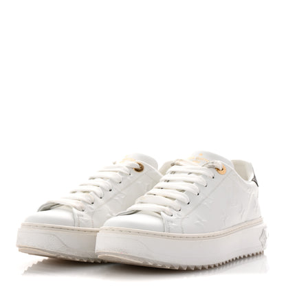 Louis Vuitton Lambskin Embossed Monogram Time Out Sneakers 36 White 4 of 10