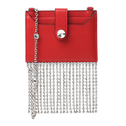 Miu Miu Glace Calfskin Crystal Card Holder Fringe Crossbody Fuoco 1 of 7