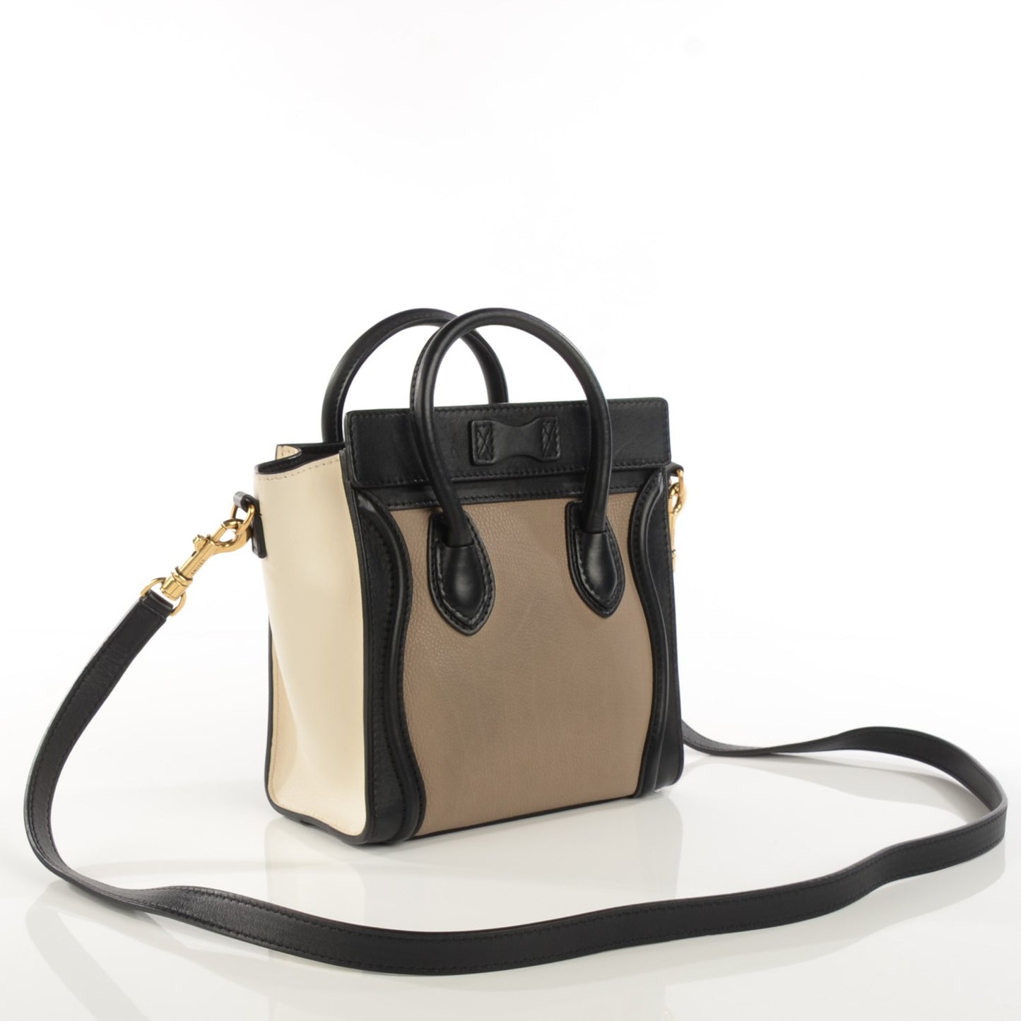 Smooth Velluto Calfskin Nano Tri-Color Luggage Black