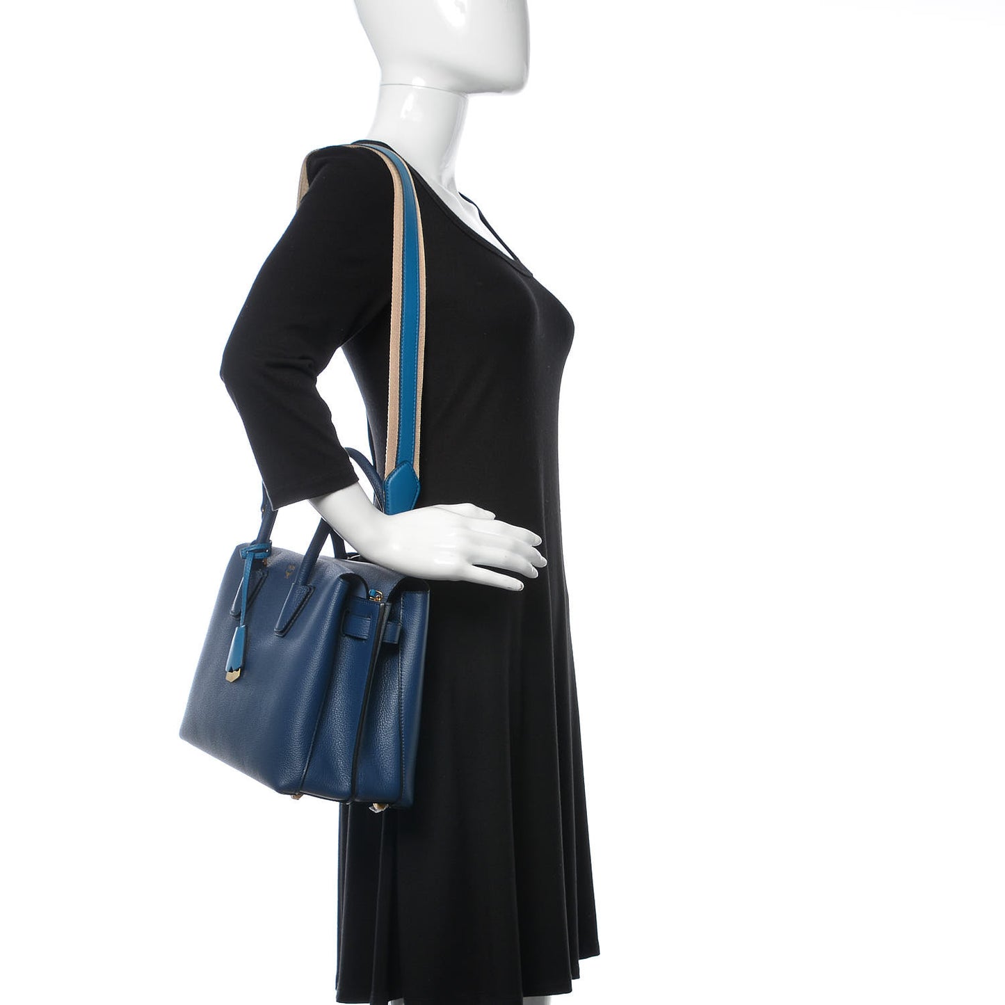 Grained Calfskin Medium Milla Tote Navy