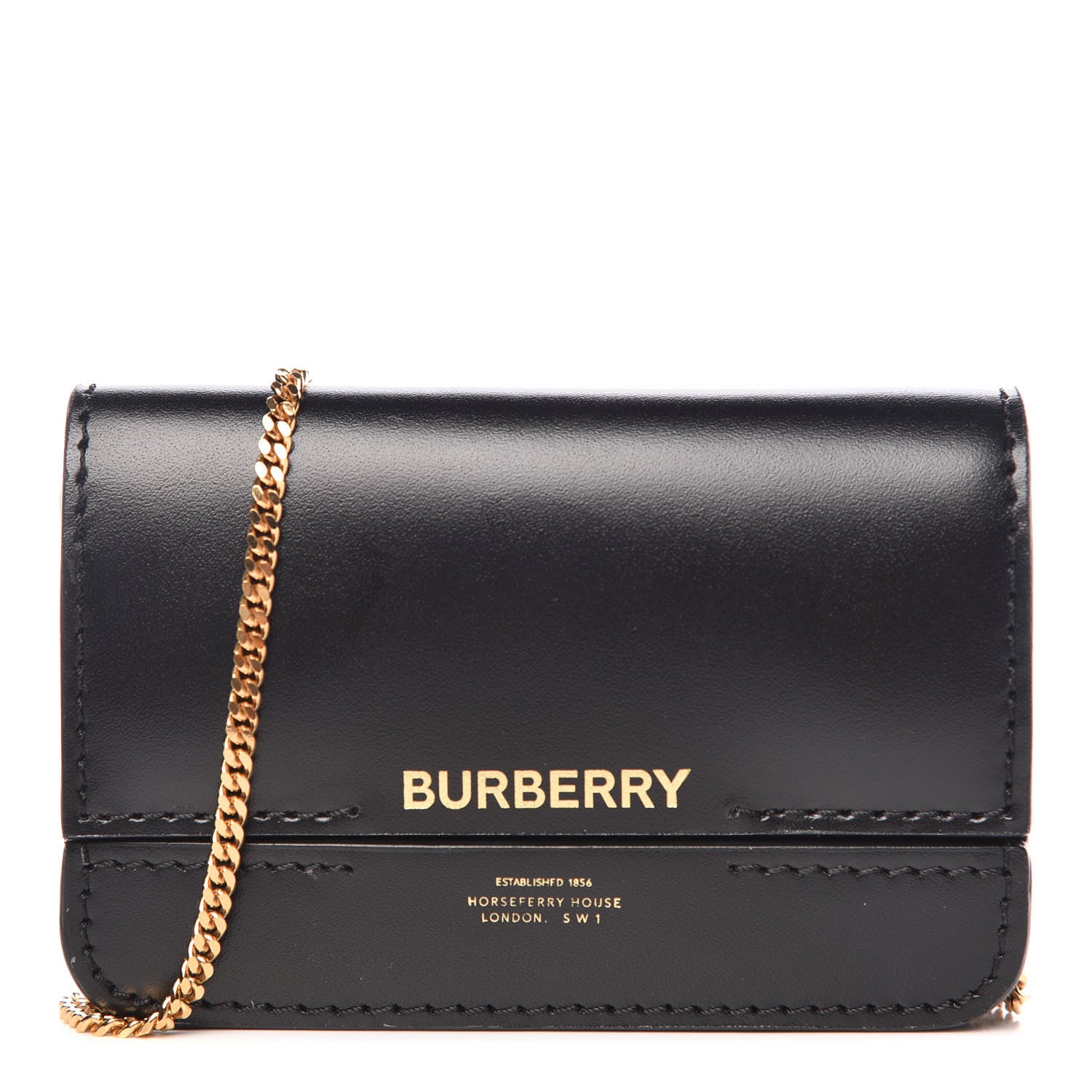 Burberry Calfskin Mini Jody Chain Card Case Black 1 of 8