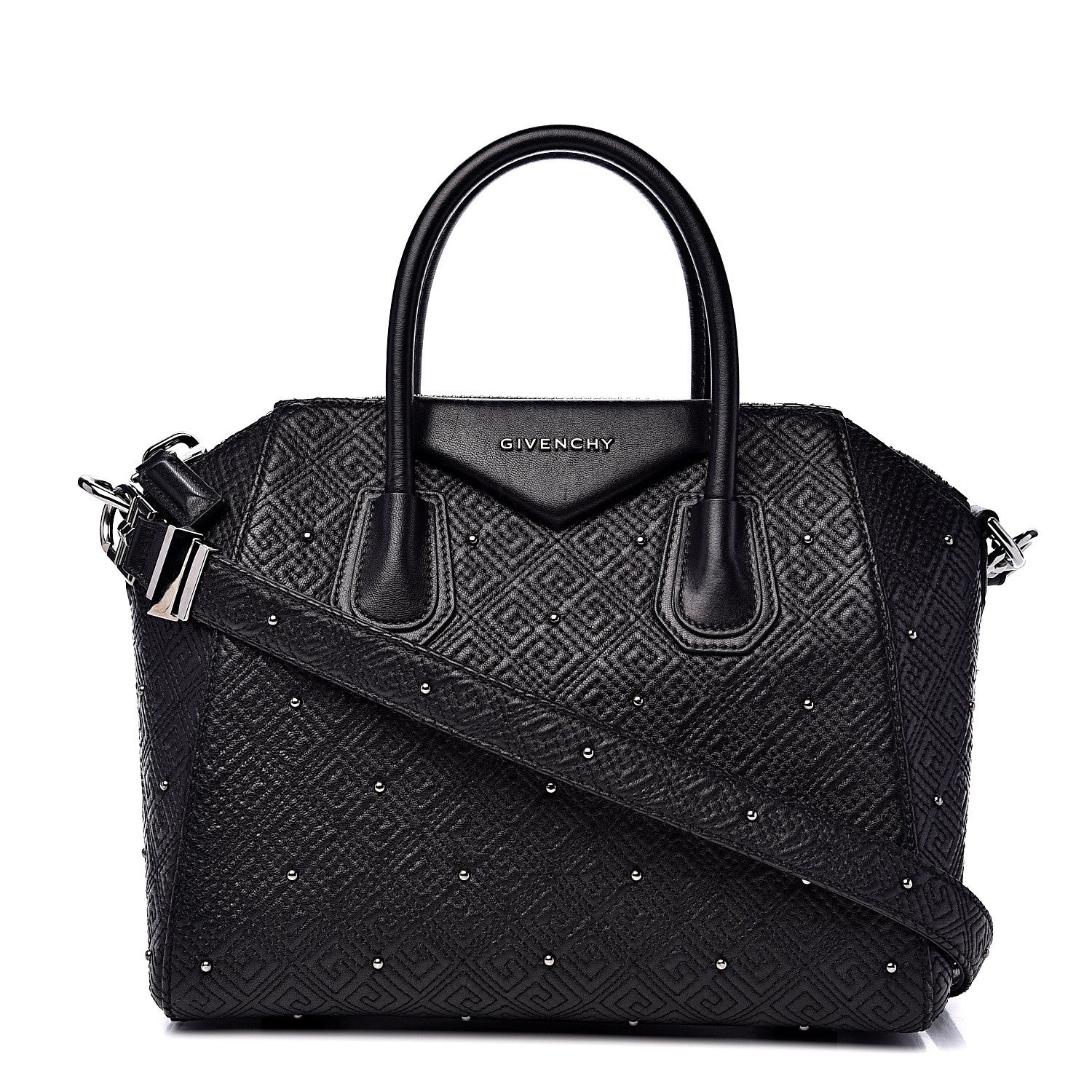 Givenchy Lambskin Logo Embossed Small Studded Antigona Black 1 of 14
