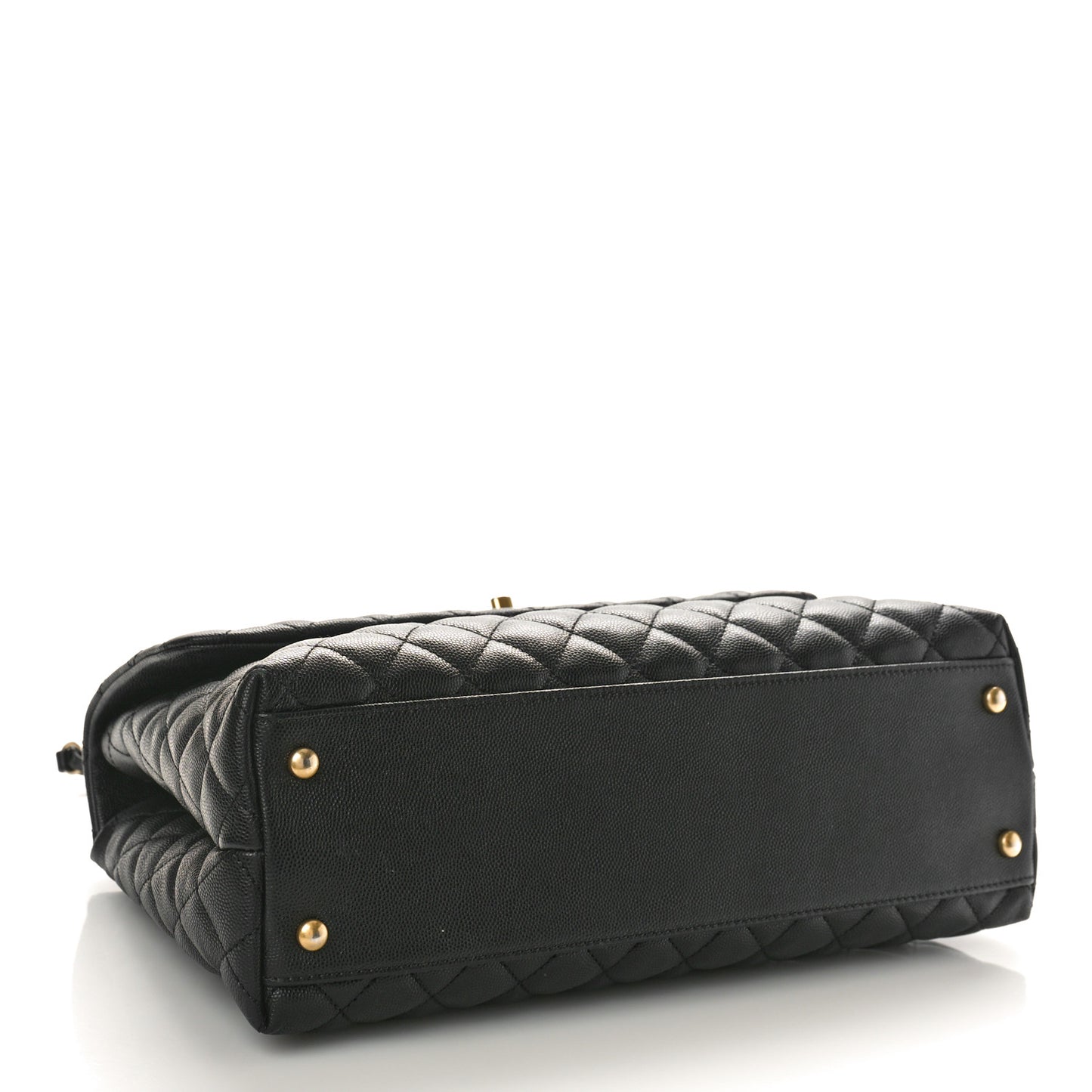 Caviar Lizard Quilted Medium Coco Handle Flap Black