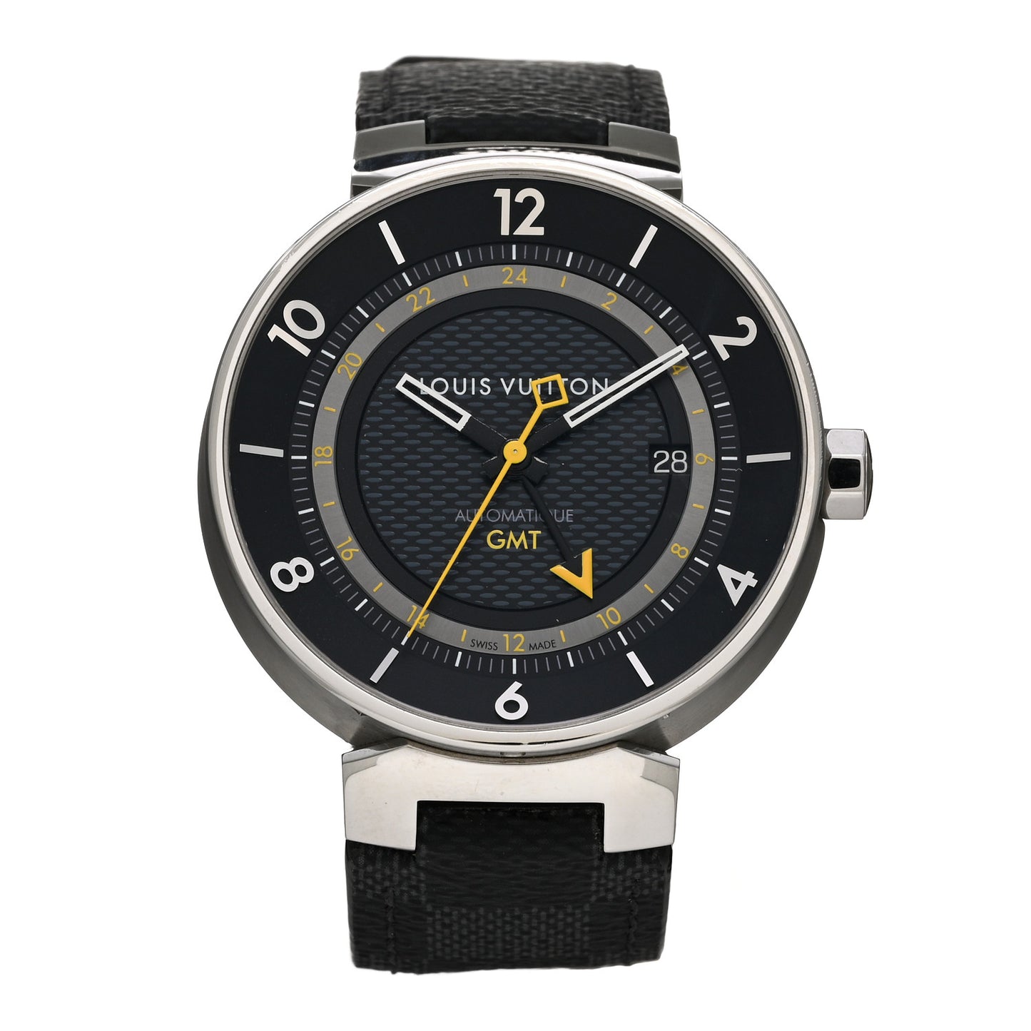 Stainless Steel Damier 41mm Tambour GMT Automatic Watch Graphite