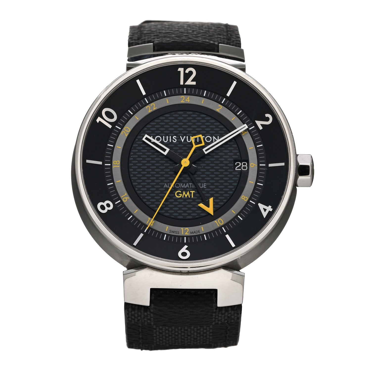 Louis Vuitton Stainless Steel Damier 41mm Tambour GMT Automatic Watch Graphite 1 of 5