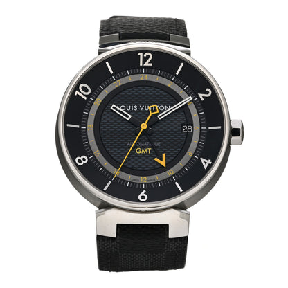 Louis Vuitton Stainless Steel Damier 41mm Tambour GMT Automatic Watch Graphite 1 of 5