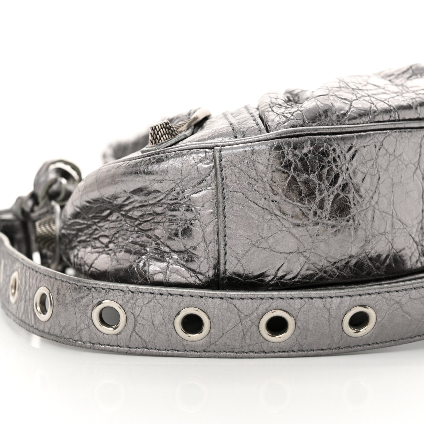 Metallic Agneau Arena Le Cagole Shoulder Bag XS Silver