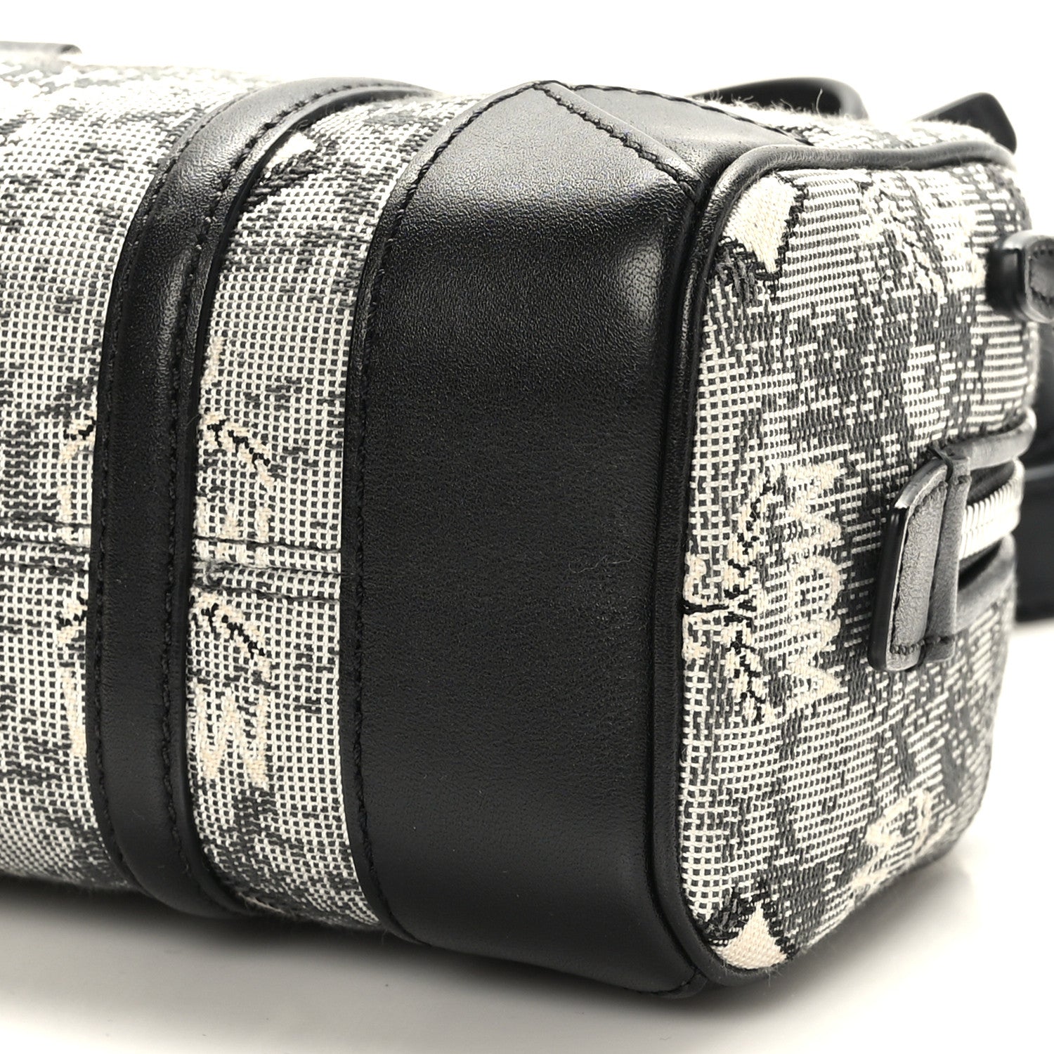 MCM Vintage Jacquard Monogram Mini Boston Bag Black Grey 8 of 8