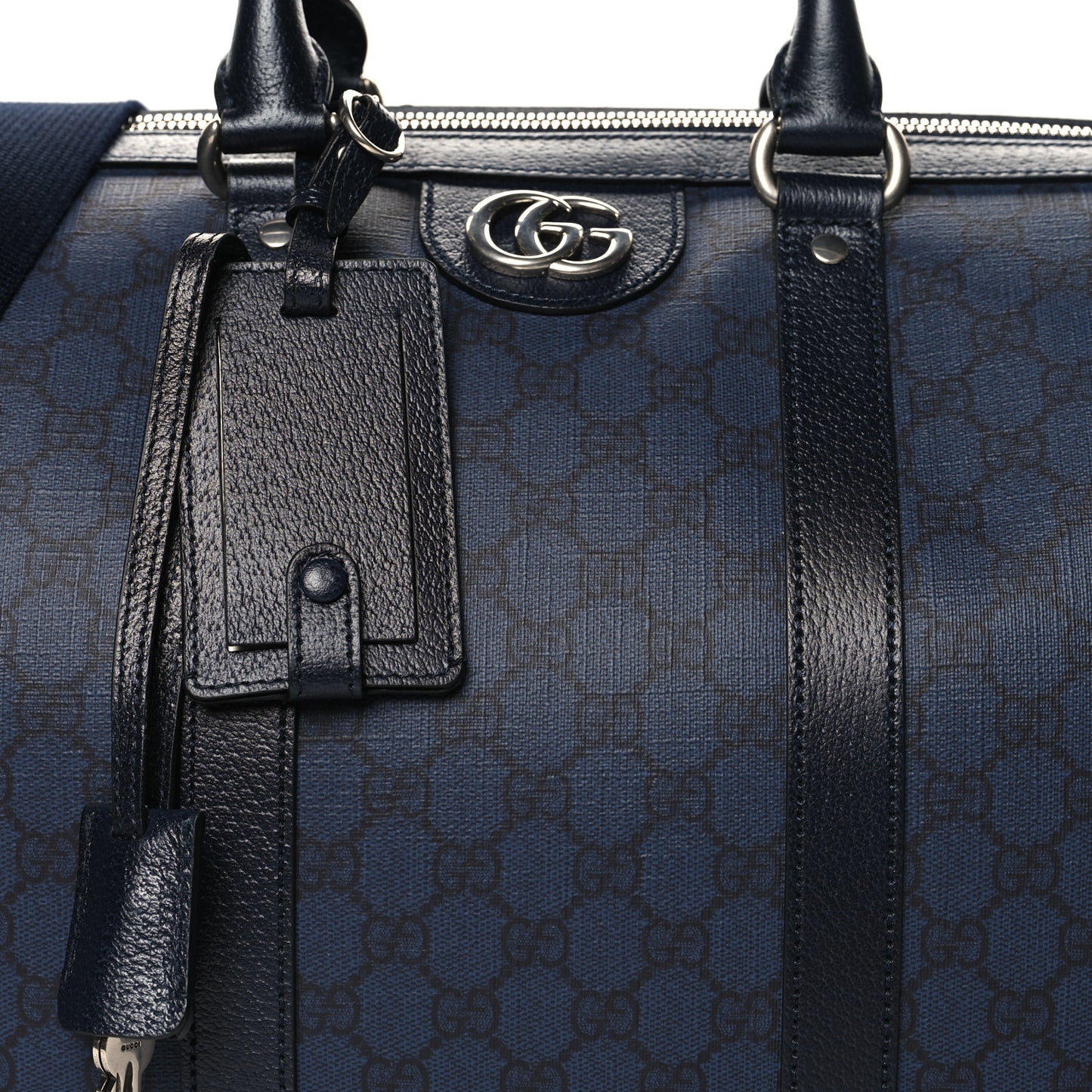 GG Supreme Monogram Textured Dollar Calfskin Medium Savoy Duffle Bag Blue Black