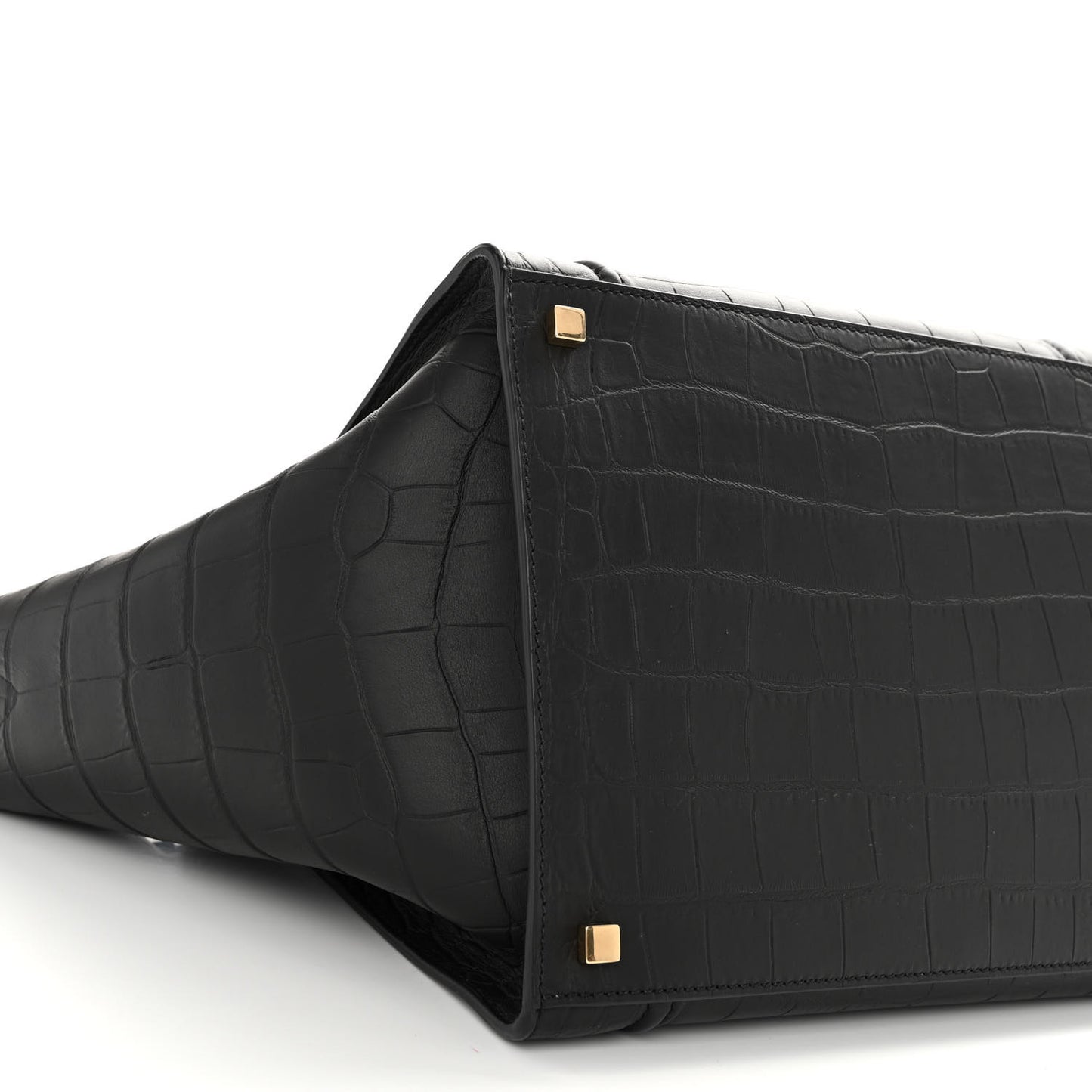 Crocodile Embossed Calfskin Medium Phantom Luggage Black