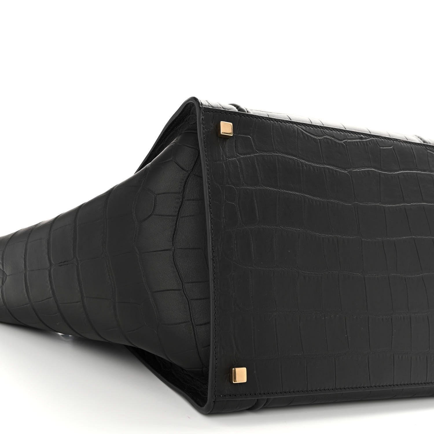 Celine Crocodile Embossed Calfskin Medium Phantom Luggage Black 8 of 9