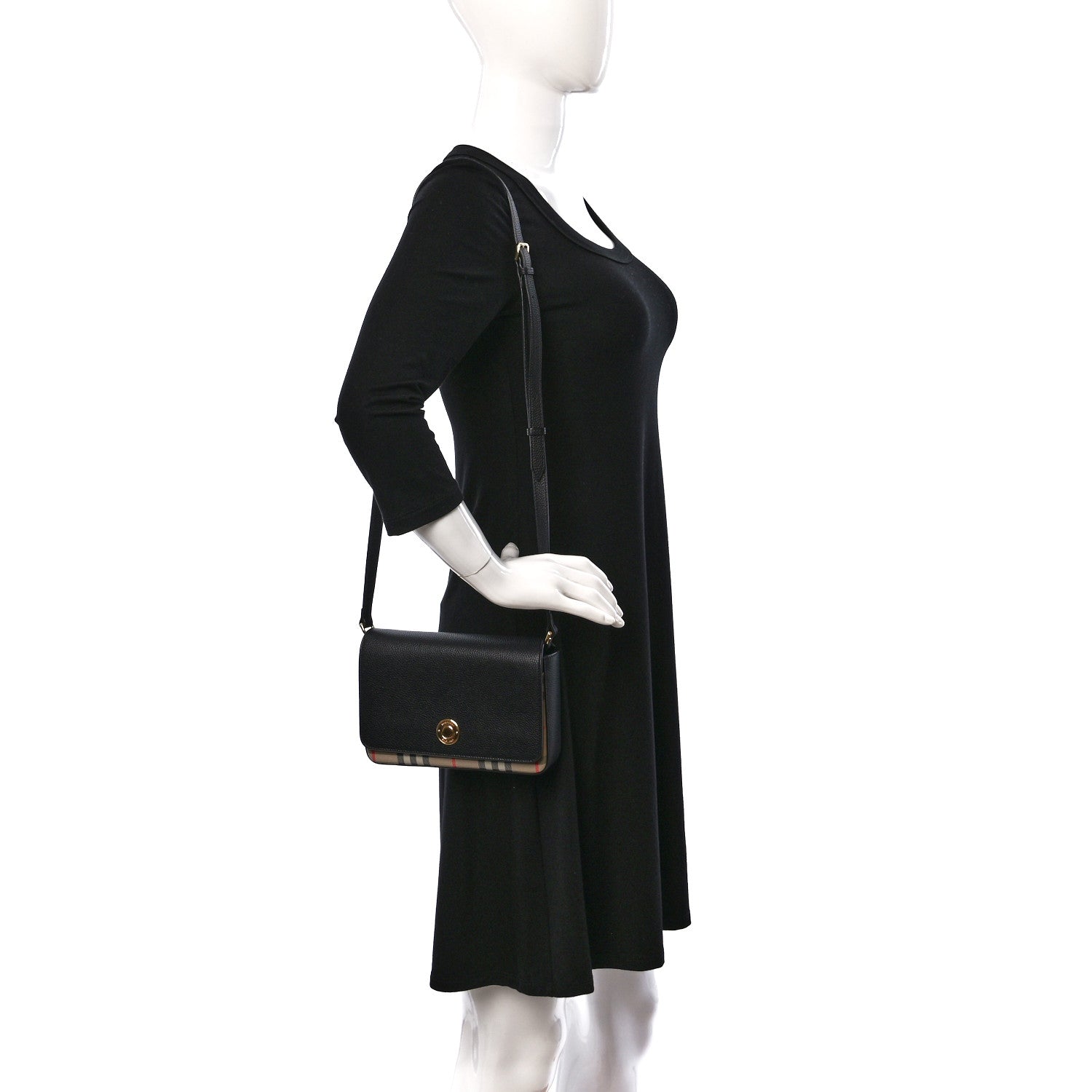 Burberry Grainy Calfskin Vintage Check Hampshire Crossbody Black 2 of 9