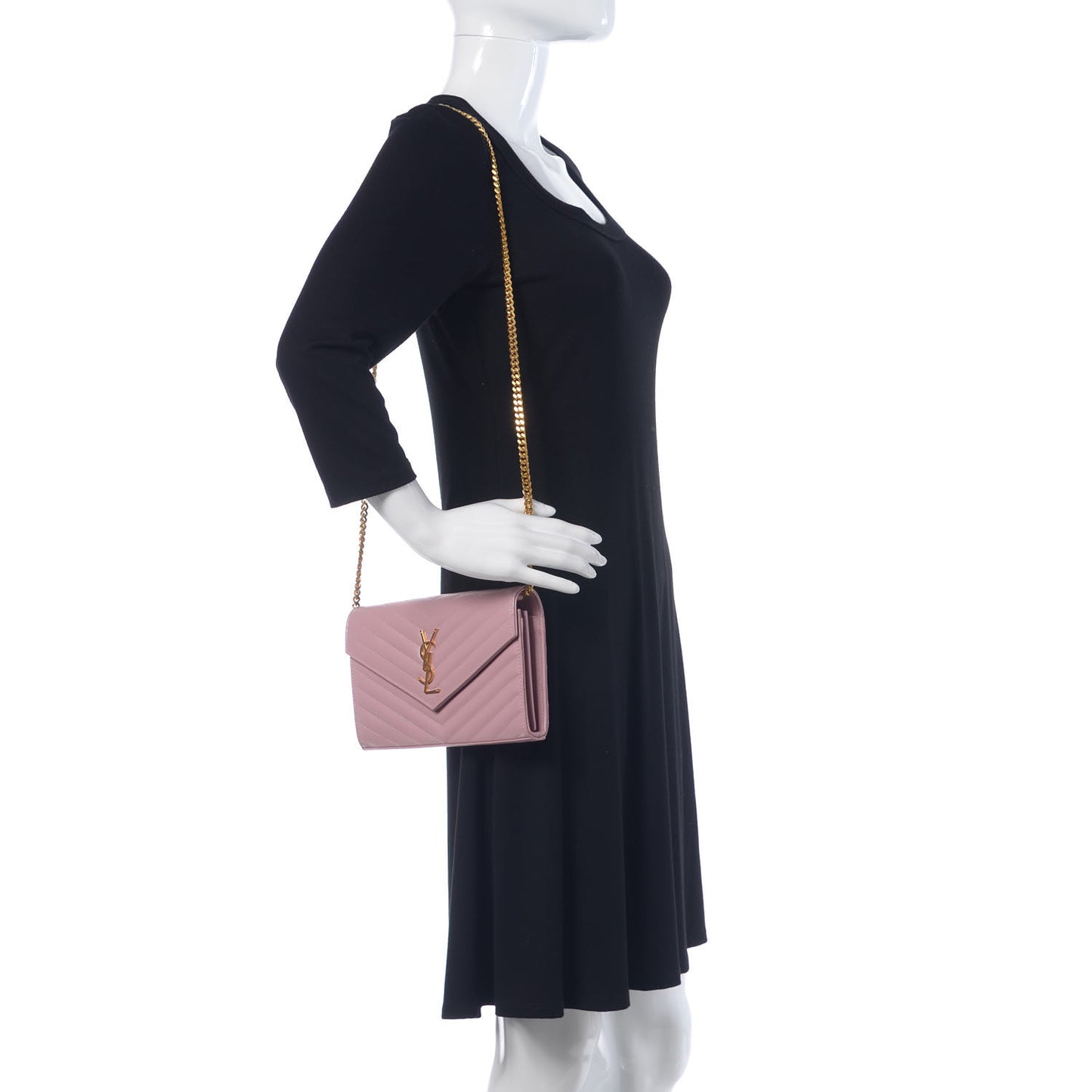 Grain De Poudre Matelasse Chevron Monogram Chain Wallet Pink