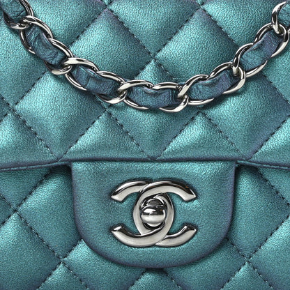 Chanel Iridescent Lambskin Quilted Mini Rectangular Flap Turquoise 8 of 11