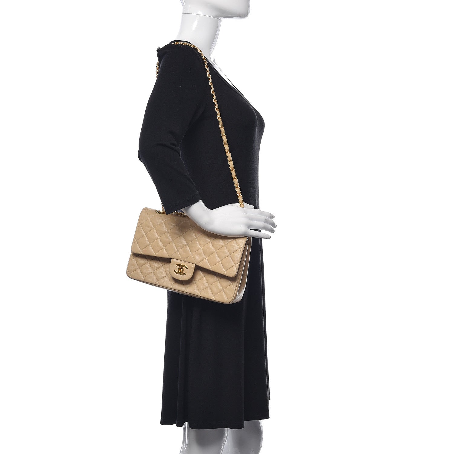 Chanel Lambskin Quilted Medium Double Flap Beige 3 of 15