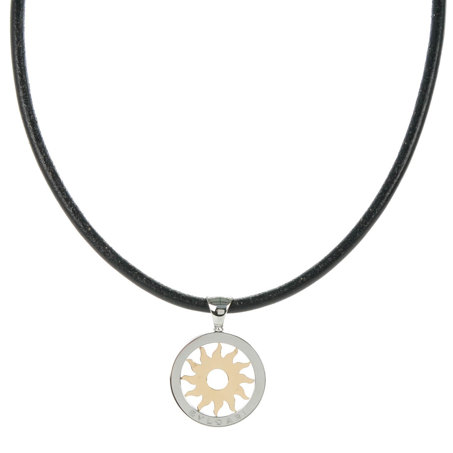18K Yellow Gold Stainless Steel Tondo Sun Pendant Necklace