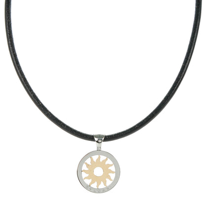 Bulgari 18K Yellow Gold Stainless Steel Tondo Sun Pendant Necklace 1 of 7