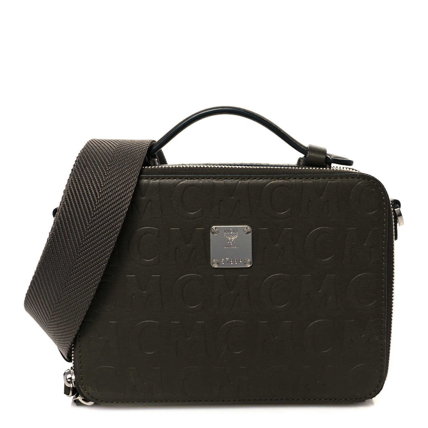 MCM Calfskin Logo Embossed Crossbody Sea Turtle 1 of 11